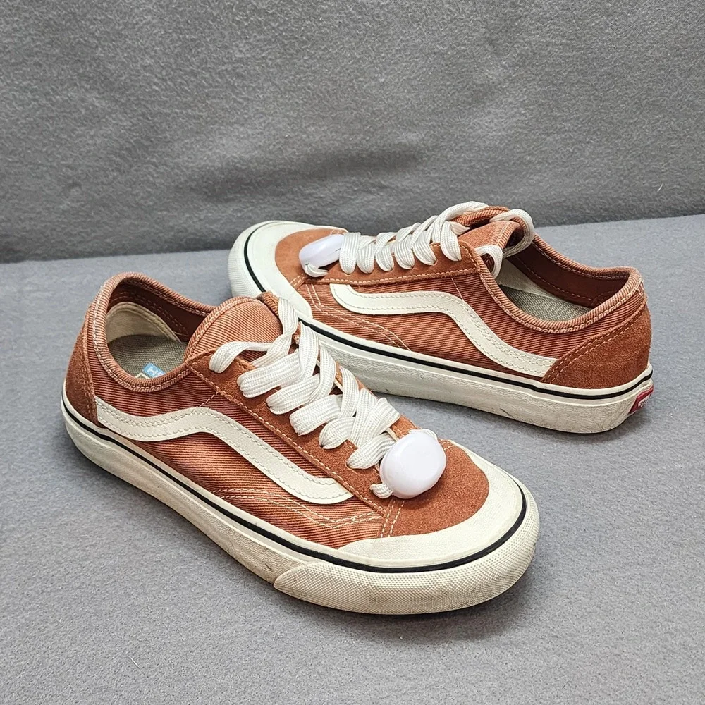 Vans Old Skool Platform Sneakers Orange‎ Suede Canvas Low Top Shoes M 4.5 W 6